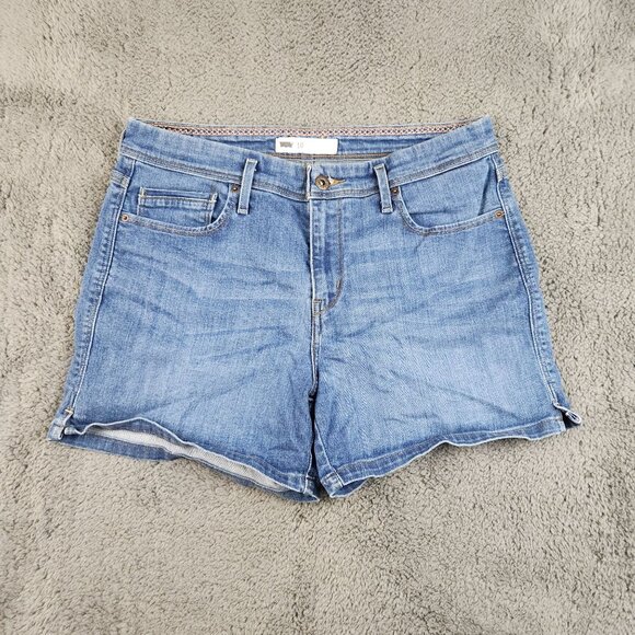 Levi's Pants - Levi's Mid Length Denim Shorts Size 10 Mid Rise Stretch Zip Fly Medium Blue Wash